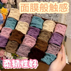 ยางรัดผมระบายอากาศได้ดีระดับไฮเอนด์สำหรับผู้หญิง ยางรัดผมลายเนื้อเยื่อหน้ากาก ยืดหยุ่นสูง ที่คาดผมแบบมัดหางม้า ที่คาดผม