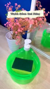 Tempat Wadah Sabun Cuci Piring Model Bulat 2in1 Soap Pump Dispenser