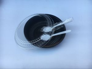 Disposable round Curry Rice Box with Lid Takeaway Packaging Box Chinese Lunch Box Food Container Set of 50 Plastic Dinnerware