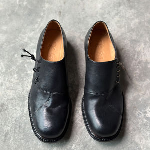 Retro Genuine Leather Loafers Womens Spring Design round Head Horsehide Thick Heel Single Shoes Small Leather Shoes