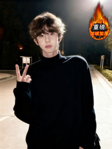 เสื้อยืดคอกลมแขนยาวผู้ชาย ผ้าเดอร์โมลิน ทรงหลวม ปกติ ฤดูใบไม้ร่วง 2025 ฤดูหนาว เสื้อสเวตเตอร์คอกลม คอกลม ปกติ