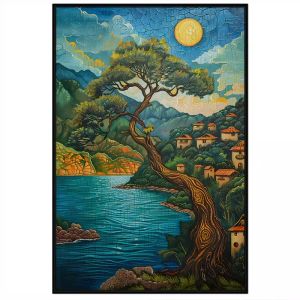 Tranh sơn dầu phong cảnh thành phố ven biển đảotranh treo tườngdán tường trang trí phòng khách góc thư giãn.CGI-578