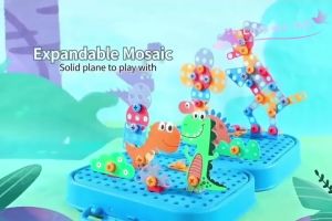 Drilling Screw 3D Creative Mosaic Puzzle Toys For Building Bricks Toys Kids DIY Electric Drill Set Boys Educational Toy