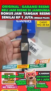 CASIO ORIGINAL - CASIO MQ-38-8A - Hitam - Rubber - Jam dunia JD18ST # Jam Tangan Wanita Anti Air Digital Analog + CASIO MQ 38 8A MQ-38 38 MQ38 $ WR0 STR KC7 HT7
