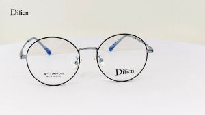 Dilicn Kính Quang Học Titan Khung Tròn Memory Temple Kính Mắt Cho Nữ Và Nam Full Rim 8877