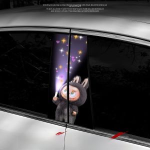 Miếng Dán Kính Trang Trí Xe Hơi Labubu Hoạt Hình Dễ Thương Không Để Lại Vết Trầy Xước Không Để Lại Keo Miếng Dán Trang Trí Cá Nhân