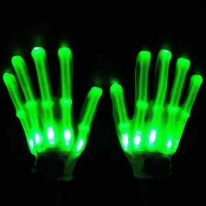 LED Gloves Neon Guantes Glowing Halloween Party Light Props Luminous Flashing Skull Gloves Stage Costume Christmas Supplies