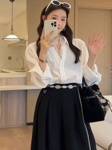 2025 New Advanced Design Lace Splice Shirt Womens Autumn Korean Style Inner Wear Light Maturity Fashion Long Sleeve Polyester