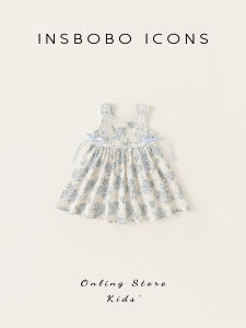 Váy Công Chúa Mùa Hè Cho Bé Gái INSbobo Váy Cotton Hoa Không Tay Cổ Vuông Cho Bé Gái Từ 6 Tháng Đến 15 Tuổi