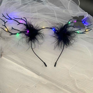 Halloween Pumpkin Headwear Plastic Glowing Headband LED Pumpkin Light Flashing Hairband Party Costume Props Hair Accessories