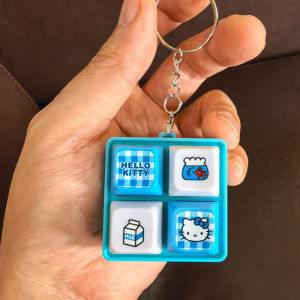 Bandai | Hello Kitty Four Grid Sound Light Clicker Keychain Kawaii /Cute Fidget Toy Stress Relief Toy Sensory Toy Squishy Party Gift