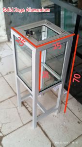 PROMO!!! Kotak Amal kotak amal alumumium kaca polos 25x25x70 cm