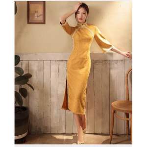 Q19 Dress cheongsam wanita Simpel gaun Qipao style terbaru