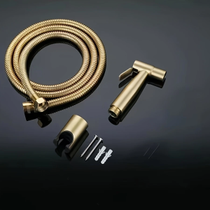 Classic three piece set of gold stainless steel bathroom shower head high-pressure gun toilet matching toilet accessory