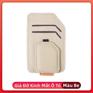 Giá Đỡ Kính Mát Từ Tính Bằng Da PU Kẹp Kính Chắn Nắng Móc Treo Kính Kẹp Thẻ Vé Di Động Phụ Kiện Ô Tô