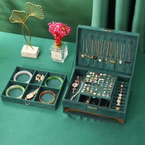 2026 New Vintage Style Velvet Jewelry Box Double Lock Storage Box Necklace Watch Ear Jewelry Box Large Capacity