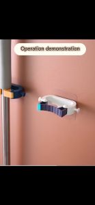 DuduMart Wall Mounted Mop Holder Rack  Plastic Mop Clip with Hook Brush Broom Storage Organizer