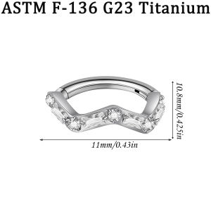 1PC CZ Marquise Paved Nose Septum Clicker G23 Implant Titanium Nose Ring 16G Click Segment Cartilage Daith Hoop Conch Earring