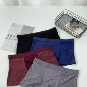 4Pcs ชุดบ็อกเซอร์ชาย วัสดุไหมน้ำแข็ง ดีไซน์ตาข่ายกีฬา เหมาะสำหรับฤดูร้อน กางเกงในชาย กางเกงใน บ็อกเซอร์สแปนเด็กซ์