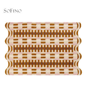 SoFINO | Vintage French Cream Style Check Custom Handmade Rug