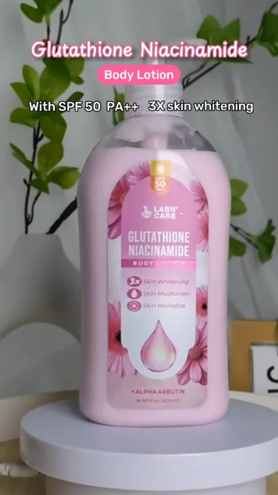 Labn Care Premium Glutathione & Niacinamide Body Lotion SPF 50 PA++ Alpha  Arbutin Vanilla Scent, 500ML Whitening Lotion,