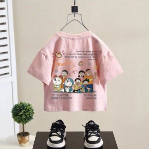 Korean Style Pure Cotton Short Sleeve T-Shirt for Kids Baby Boys Girls Letter Print Loose Fit Summer Top Trendy Brand