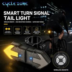 Turn Signal Bike Tail Lights Wireless Remote Control Bicycle Taillight Direction Indicator Type-C Rechargeable Cycling Rear Lamp