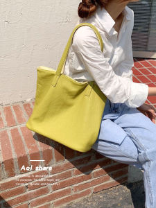 Casual Large Capacity Tote Bag Single Shoulder Crossbody Bag Korean Style Soft PU Leather Magnetic Buckle Closure Handbag