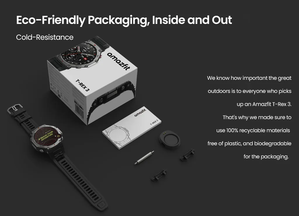 Amazfit T-Rex 3 48mm GPS นำทาง ดาวเทียม 6 ดวง กันน้ำ 10ATM ใช้ได้อุณหภูมิ -30 องศา