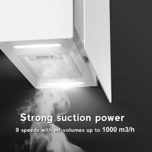 Máy hút mùi kính vát Kaff KF Verti 70WHI màu trắng công suất 1000 m3 h thiết kế hiện đại