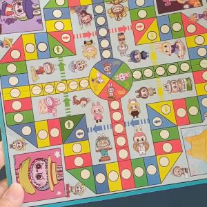 PAPAN PERMAINAN ULAR TANGGA MAINAN ANAK SET LENGKAP MINI KARAKTER LABUBU SIZE 21 X 21 CM BOARD GAME