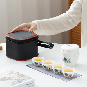 Goat Fat Jade Ceramic Quick Cup Tea Set Water Separation Travel Gift