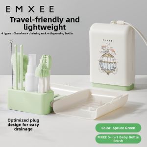 EMXEE | Portable Newborn Baby Bottle And Nipple Cleaning Brush Set