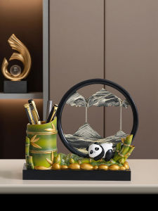 KAQIAO | Panda Themed Desk Organizer with Sand Painting Decor High End Practical Gift