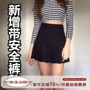 Go Girl Go Version Super Good American Retro Kiko Mizuhara with Safety Pants High Waist Slim Looking Pleated Skirt Skirt