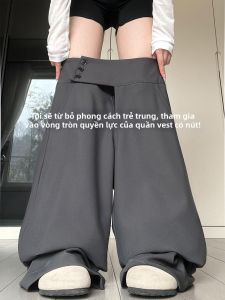 YIFANSHI | Quần Tây Ôm Sát Thấp Nhẹ Màu Xám