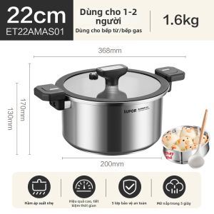 Supor | Nồi Inox Đôi Tai Micro Áp Lực 304 Dày Không Tráng Men Hỗ trợ Bếp Gas và Điện