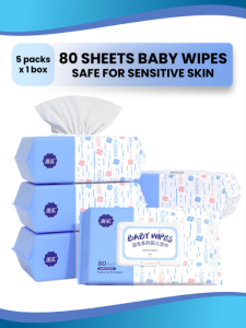 【5 Packs/ Box】ManHua Baby Wipes/80 Sheets/Thick/Soft/Safe for Sensitive Skin