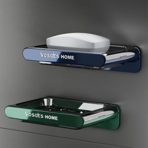 Premium Hanging Wall-Mounted Soap Dish Drainage Bathroom Storage Shelf No-Punching Required Luxury Design Nordic Style Pure Color