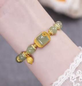 T26 (Beli 2 dapat bonus) COD Gelang karet giok kotak hijau bunga manis titanium