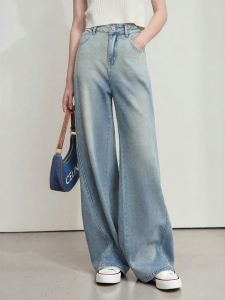 AMII | Quần Jeans Dáng Rộng Thẳng Màu Degradé Phong Cách Retro