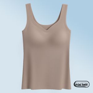 MiiOW | Áo vest lụa băng vai rộng MiiOW dành cho nữ mùa hè 2025 Áo khoác ngoài cổ chữ V một mảnh che chắn ngực phụ trợ lưng đẹp