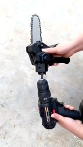 CYKAT Chainsaw Adaptor Mesin Bor 4" 6" - Adapter Konverter Mesin Bor Menjadi Mesin Chain Saw 4 Inch 6 Inch Chainsaw Mini Adaptor Converter To Drill - Adaptor Bor Drill Menjadi Gergaji Chain Saw 4 Inci 6 Inci - Adaptor Bor Drill Menjadi Gergaji Kayu - 6 in