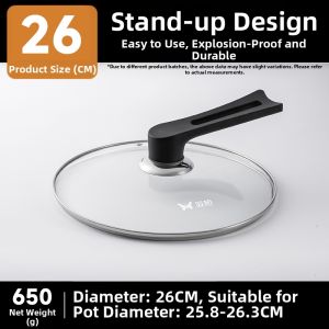 Suncha | Dual-Handle Standable Glass Lid for Frying Pan and Wok
