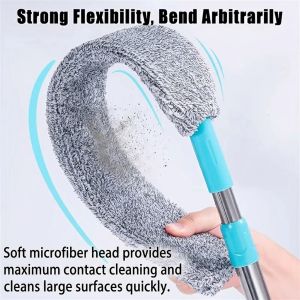 Dust Brush Under Appliance Microfiber Duster with Extension Pole 40 to 54 inches Bendable Washable Extendable Gap Dusters