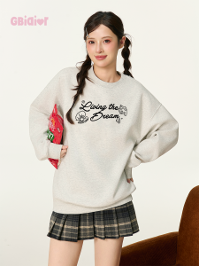 Gbiaior | American Campus Style Retro Round Neck Letter Print Womens Sweatshirt
