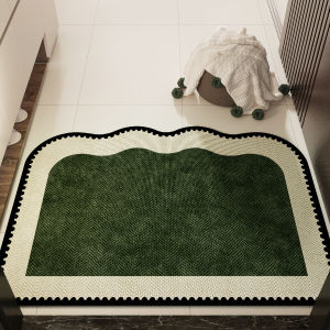 Green Cartoon Irregular Sisal-Like Diatomite Mid-Century Style Door Mat