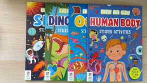 Hinkler Know and Glow Sticker Activity Books for Children Learn Space Human Body Ocean Dinosaurs Age 5+