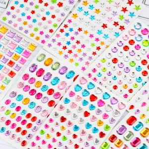 สติ๊กเกอร์เพชรอะคริลิกสำหรับเด็ก รูปหัวใจ ดาว ห้าแฉก ประดับเครื่องประดับหน้า ของเล่นเสริมสร้างสมอง สำหรับเด็ก 4-12 ปี