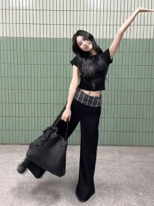 Quần Ống Rộng Kẻ Sọc Đen Cho Nữ Mùa Hè 2025 Phong Cách Mới Rộng Rãi Quần Dài Thường Ngày Mùa Xuân Thu Quần Dài